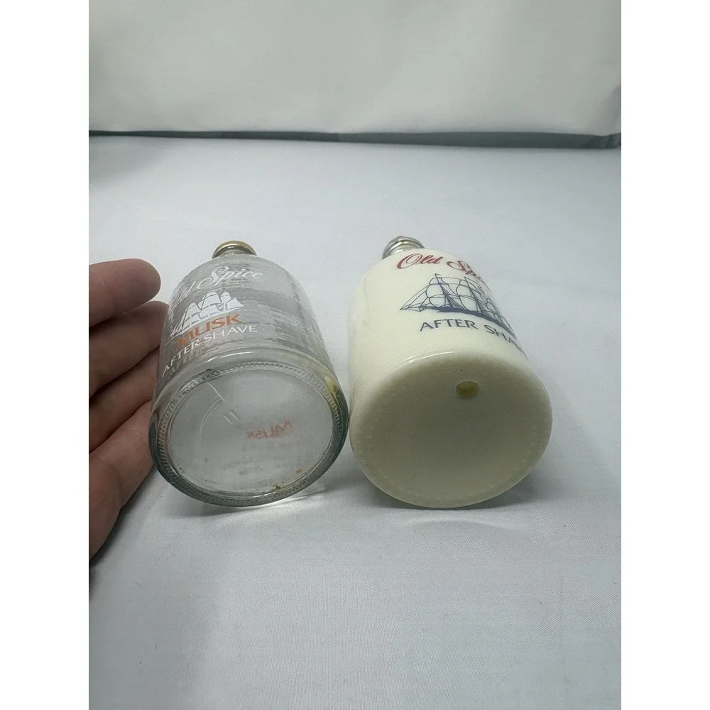 Vintage Old Spice Original Musk Milk Glass After Shave 4.25oz Star Tops Empty